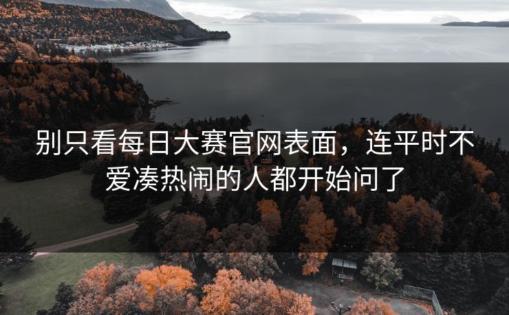 别只看每日大赛官网表面，连平时不爱凑热闹的人都开始问了